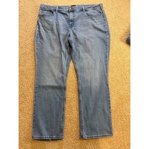 Lee Jeans Women's 22M Long Blue Straight‎ Leg Denim Logo Cotton Stretch Mid Rise